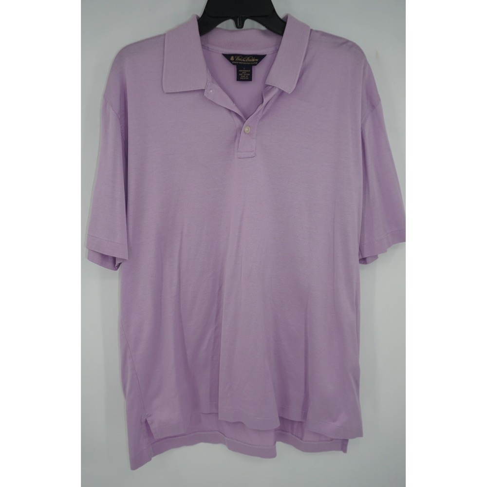 Brooks Brothers Polo Shirt Mens Large Purple Double Mercerized‎ Cotton Knit